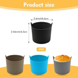 4Pack Air Fryer Baking Ramekins, Silicone Mould Cups, Easy Release Nonstick Bakeware, Ramekins for Air Fryer, Air Fryer Egg Mould, Large Muffin Cases for Air Fryer(4Color,Size:2.6inch)