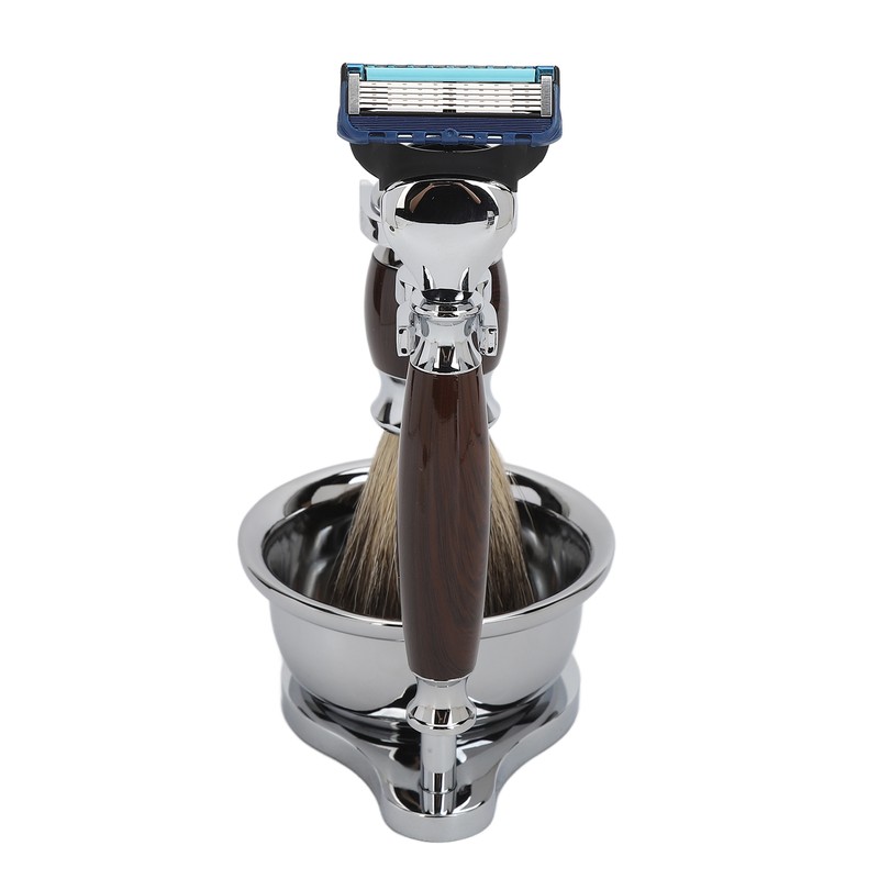Men Manual Trimmer Kit Trimming Soap Bowl Stand Beard Brush