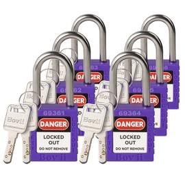 Boviisky 6 Purple, Keyed Different, 2 Keys Per Lock, OSHA Compliant Lockout Tagout Locks