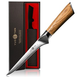 YUSOTAN Super Sharp Damascus Japanese Boning Knife 6" - Fish Fillet, High Carbon Stainless Steel for Kitchen, Meat, BBQ With Ergonomic Solid Wood Handle and Gift Box