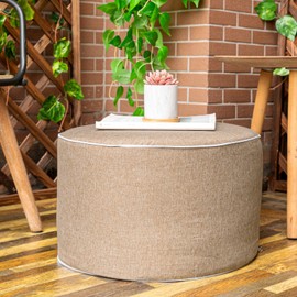 AbunHeri Outdoor Ottoman Outdoor Ottomans for Patio 19x12 Inches Modern Lightweight Foam Stuffed Pouf Outdoor Footstool Footrest Foot Stool Waterproof (Coffee)