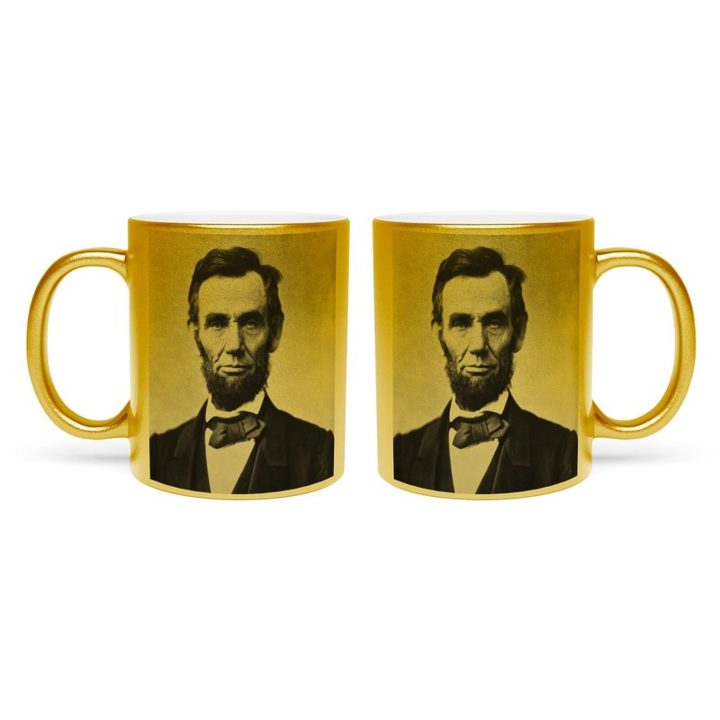 Fabulous Goldene Tasse aus verchromter Keramik - Abraham Lincoln USA