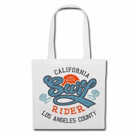 Reifen-Markt Tasche Umhängetasche CALIFORNIA LONG BEACH LOS ANGELES COUNTY SURFEN BEACH SURFBRETT LONGBOARD WELLENREITEN WELLEN ANFÄNGER SHOP Einkaufstasche Schulbeutel Turnbeutel in Weiß