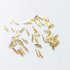Studded Metal Parts [Pearl Stone Mail Order MK] Classic Motif, Feather Feathers, Approx. 50 Capsules (0.2 x 0.06 inches (5 x 1.5 mm), Carefully Selected Parts, Handmade Accessory, Nail