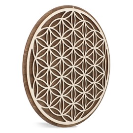 Fourth Level MFG 2-Layer Sri Yantra Sacred Geometry Wood Wall Art, Zen Home Decor for Yoga/Meditation, Reiki Healing