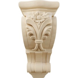 Ekena Millwork COR06X07X14FLRW Large Floral Wood Corbels, 6 1/4"W x 7 5/8"D x 14 1/8"H, Rubberwood