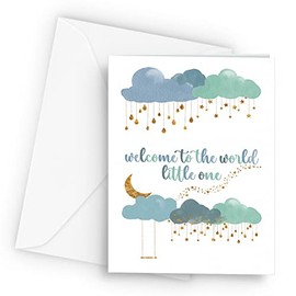 BWW Print - Welcome Little One Blue - Baby A5 Card, A5, 350gsm