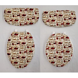 Kristin's Kreations Forest Animals Woodsy Toilet Seat Lid and Tank Cover Set