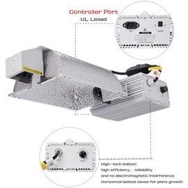 1000 Watt DE HPS Grow Light System Kit with Controller Port,Closed Style Reflector with 347V Digital Dimmable Ballast