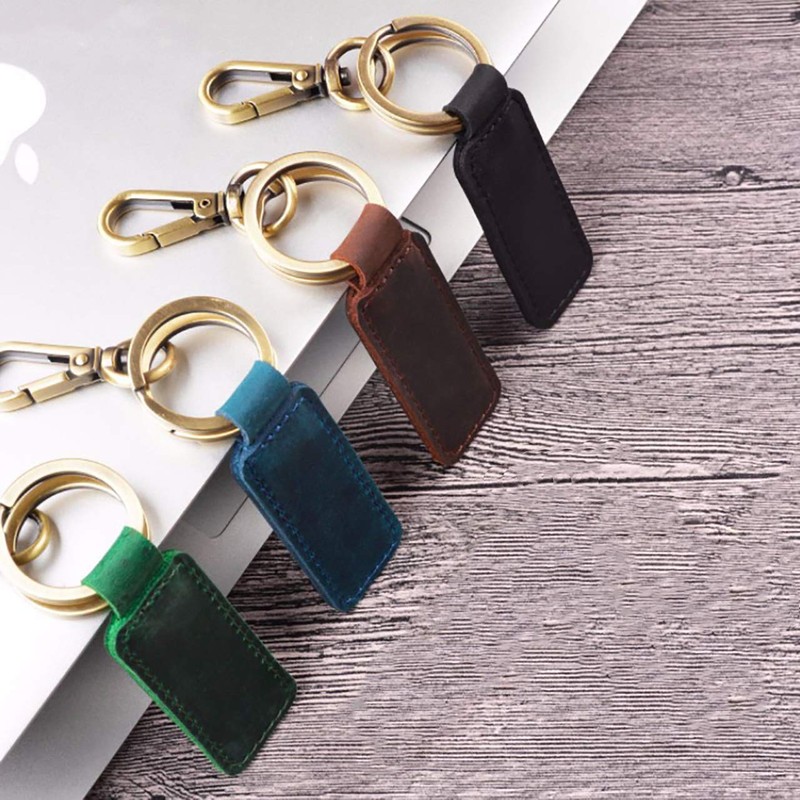 CHROME CRANE Men's Leather Cowhide Leather Cord Key Ring Retro