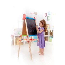 Award Winning Hape All-in-One Wooden Kid's Art Easel with Paper Roll and Accessories Cream, L: 18.9, W: 15.9, H: 41.8 inch