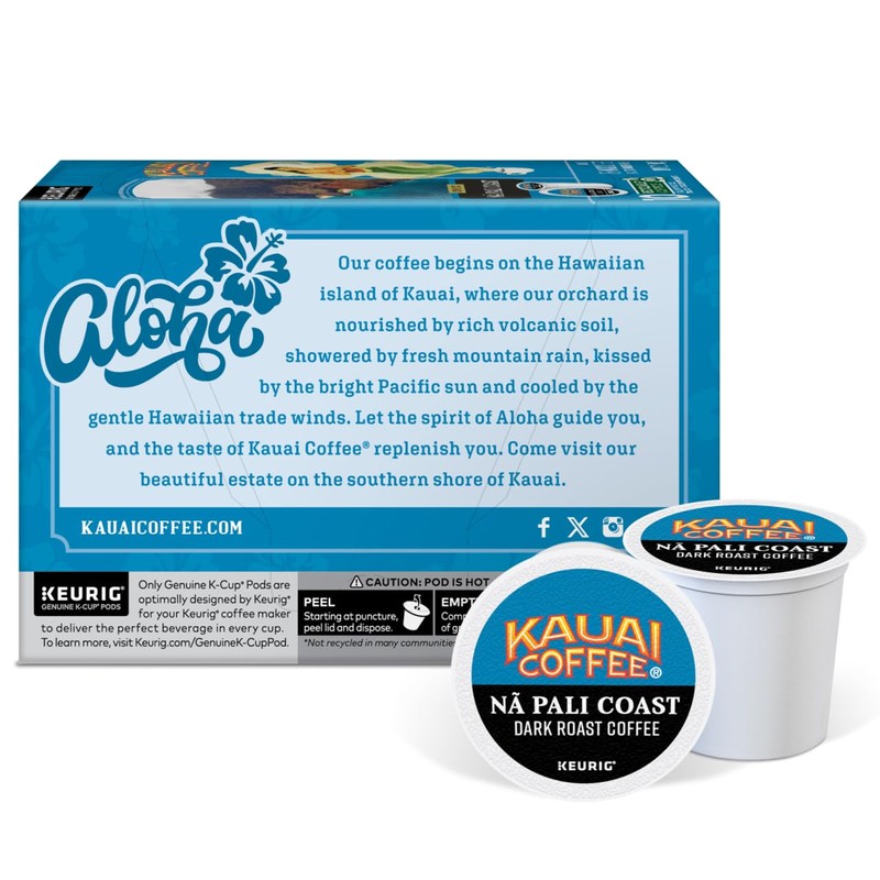 Kauai Coffee Na Pali Dark Roast - Compatible with Keurig
