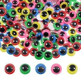 TOAOB 300pcs 15mm Multi Colors Googly Wiggle Eyes with Self Adhesive Round Plastic Craft Sticker Eyes DIY Arts Scrapbooking Accessories