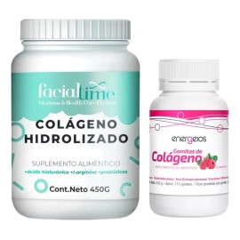 Colágeno Hidrolizado En Polvo 450g + Gomitas Colageno 110pza Sabor Sin sabor