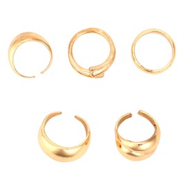 Mikovivi 5pcs Chunky Gold Stackable Rings Set for Women, Stylish Adjustable Golden Plated Thick Domed Stackable Open Rings Vintage Coarse Jewelry Perfect Decorations and Dainty Gifts