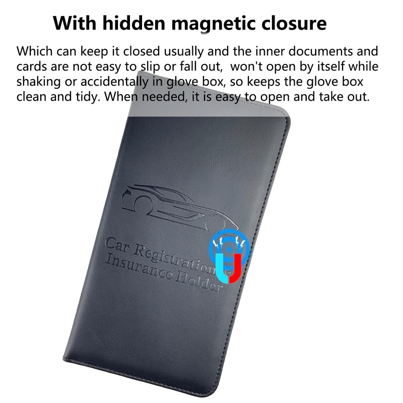 OBDMASTER Red Car Registration and Insurance Holder with Magnetic Closure