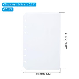 PATIKIL A5 Binder Pockets, 12 PVC 6 Ring Binder Pouch Folders, Photo Cards, Invoice Documents, Waterproof Filing Storage Loose Leaf Bags for 6 Ring Note Binders, Clear