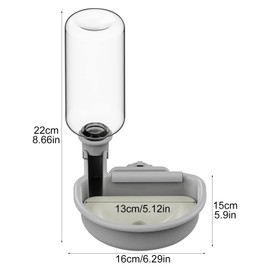 Automatic Pet Water Dispenser, 480ml Grey Pet Water Feeder, Automatic Dog Water Dispenser, Pet Water Fountain Cage Water Bottles for Small Dog Puppy Cat Rabbit Small Animal