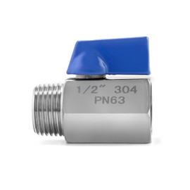 QWORK® Mini Ball Valve Stop Valve Stainless Steel Reduced Flow PN 63 1/2 Inch Female Thread / Male Thread
