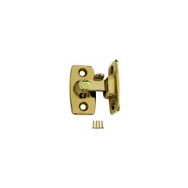 QCAA Heavy Forged Solid Brass Door Latch, 90 Degree Right Angle Door Latch Buckle for Doors & Windows, Small, 1.75", Polished Brass Lacquered, 1 Pack, Made in Taiwan