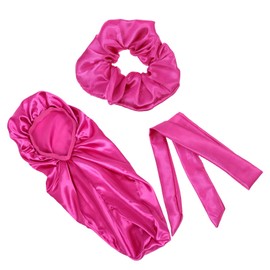 Vaguelly 3-Piece Long Sleeping Hat Set with Wide Elastic Band Satin Sleep Cap for Women Comfortable Hair Protection for Home Use