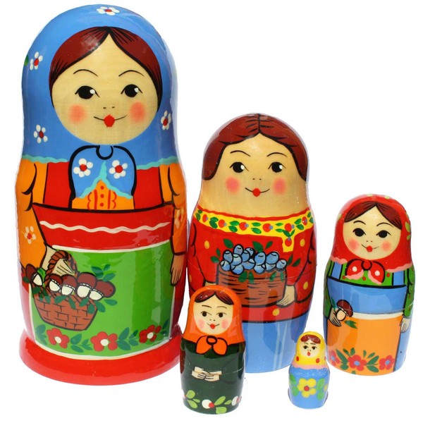Semenowskaja Rospis Matryoshka Dolls Original Babushka Wooden Set of 5