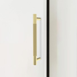 damerin 10 Pack 128 mm Kitchen Cabinet Handles Brushed Brass Structure Cabinet Handles Golden Drawer Handles