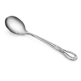 New Star Foodservice 1029529 Rose Pattern, 18/0 Stainless Steel, Bouillon Spoon, 6.1-Inch, Set of 12