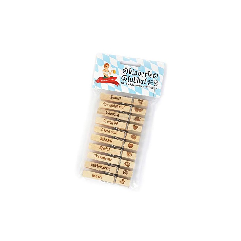 SNEG Oktoberfest Glubbal Clothes Pegs with Engraving and Motif for