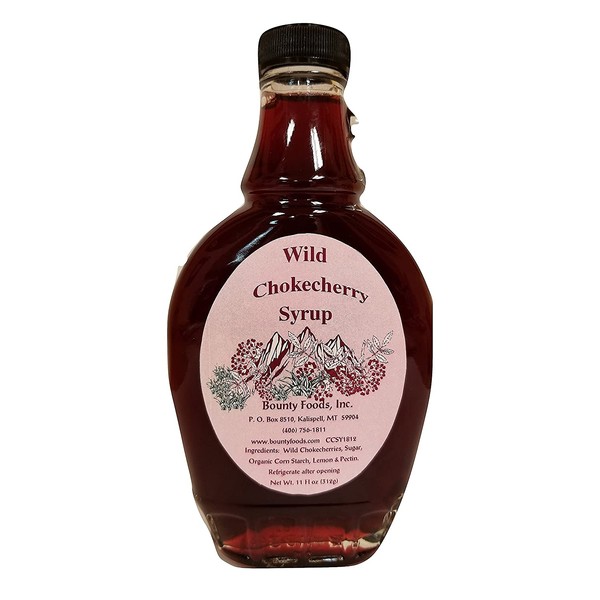 Montana Chokecherry Syrup Breakfast Toppings - 11 oz Real Fruit Grown & Hand Picked in the Wild from Bounty Foods for Coffee - Pancakes & Waffles - Cocktails - Gluten-Free - Non-GMO (CC Sy 11oz)