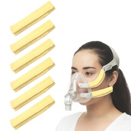 HDBHBH 6 Pack Satin CPAP Mask Strap Covers, Universal Reusable Headgear Pads for CPAP Accessories, Soft Face Cushion Covers to Reduce Red Marks & Irritation (Yellow)