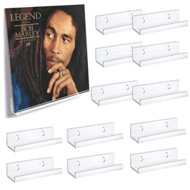 Restynic 12-Pack 4-Inch Clear Vinyl Record Shelf, Space-Saving & Easy Install, Floating Acrylic Display Racks, Perfect for Vinyl Albums, CDs, Books & Pictures