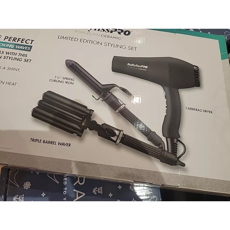 BABYLISS PRO PORCELAIN CERAMIC LIMITED EDITION PROFESSIINAL STYLING SET- NEW