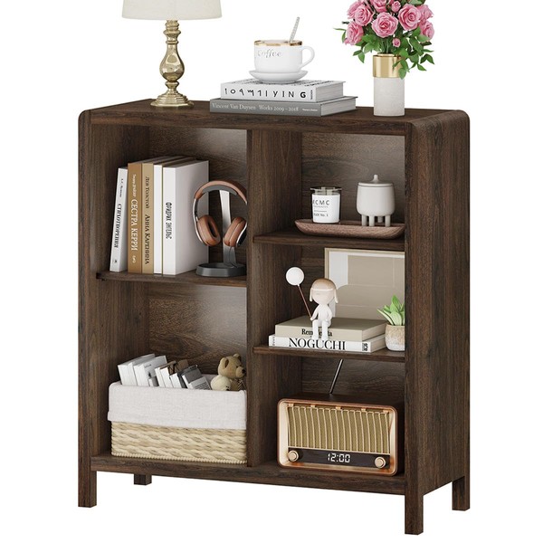 FATORRI FATORRI 5 Cube Bookshelf, Wood Bookcase with 3 Adjustable