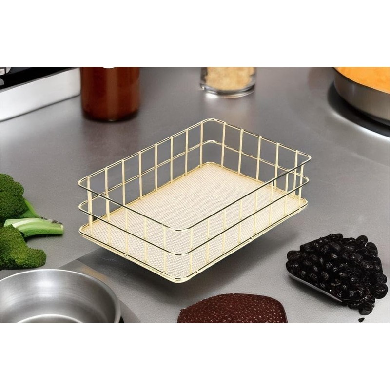 Nivvity Wire Mesh Basket, Golden Iron Storage Basket Multifunctional Wire