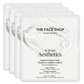 The Face Shop At Home Aesthetics Original Vegan Collagen Mask (4ea), Anti-aging Hydrogel Face Sheet Mask for Firming, Elasticity, Moisturizing, Korean Glass Skin Care for Minimize Pores, Anti-Wrinkles