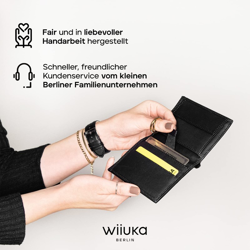 WIIUKA Men's Leather Wallet Slim Design with RFID Protection, Handmade,