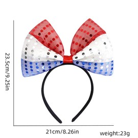 Mtruil 1 Piece 4th of July Headbands,Glitter Bow Designs Independence Day Headband Patriotic Themed Party Decorations for Women Girls