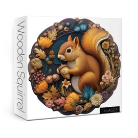 Flower Squirrel Puzzle for Adults 1000 Pieces, Cute Animal Jigsaw Puzzle, Round Colorful Fall Autumn Plant Floral Puzzle