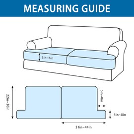 Imnopqr Couch Cushion Covers Leather Look T Cushion Slipcovers Sets Individually Seat Cushion Covers for 2 Cushion Couch Stretch Sofa Cushion Covers Furniture Protector(2PCS T Sofa, Light Brown)