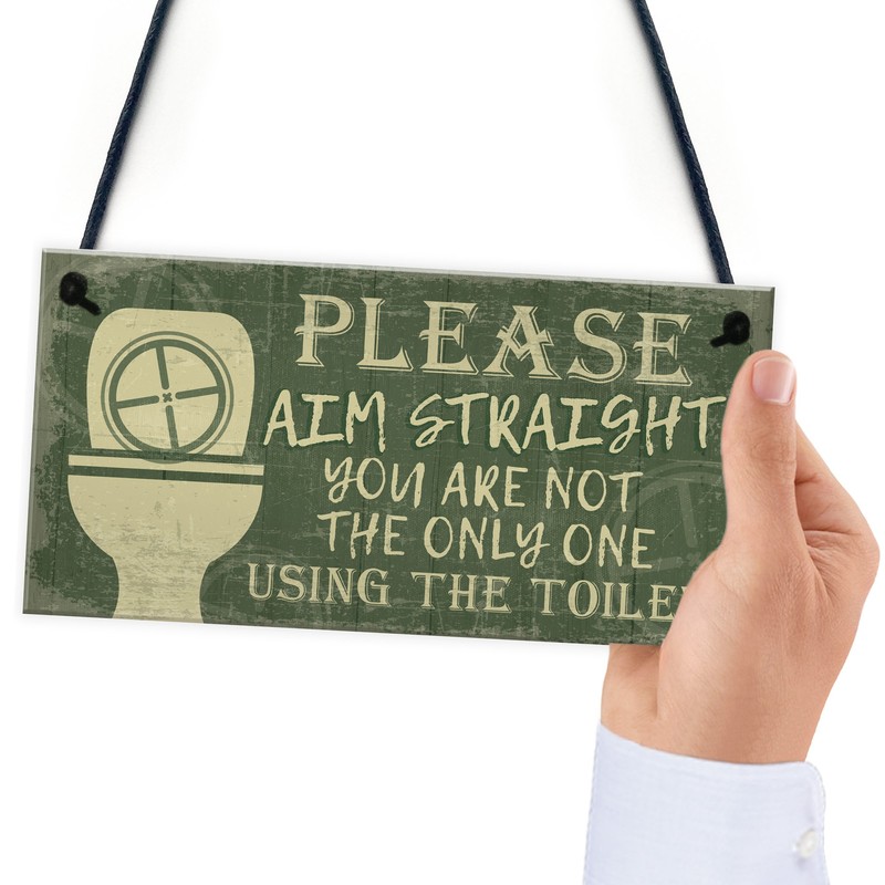 RED OCEAN Funny Novelty Bathroom Sign Aim Straight Loo Decor
