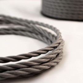 smartect Textile Cable, Dark Grey, 10 Metres, Vintage Lamp Cable, Fabric Twisted, 2-Core (2 x 0.75 mm²) Power Cable, Textile-Coated for Own DIY Project