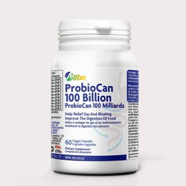 ALLBE ProbioCan 100 Billion CFU, 60 Probiotic Capsules with Lactiplantibacilus Plantarum & Bifidobacterium Lactis, 11 Strains for Gas & Bloating Relief, Probiotics for Women & Men, Made in Canada