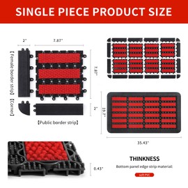 Linoows Heavy Duty Door Mat - DIY Interlocking Design, Dirt Trapper Front Doormat, 35.4x19.7 Inch All-Season Welcome Door Mats Non-Slip for Indoor Outdoor Entrance Home Commercial, Black & Red