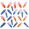 Long Press on Nails Square Blue Orange French Tip Fake