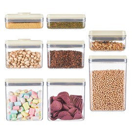 UFORU Airtight Food Storage Containers with Pop Top Lids, 7 Pcs BPA Free Plastic Dry Food Canisters for Kitchen Pantry Organization Cereal Flour and Sugar, (0.36qt+2.3qt+1.3qt)*2+3qt