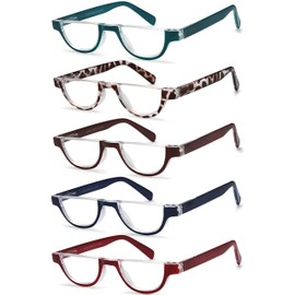 EYEURL Half Frame Reading Glasses for Women-5 Pack Blue Light Blocking Glasses Fashion Rimless Computer Readers for Women Anti UV Ray Eyeglasses with Spring Hinges,2.25