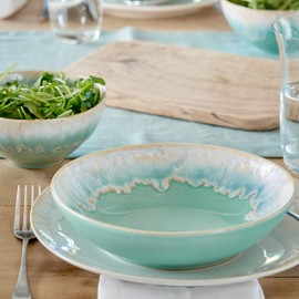 Casafina, Taormina collection, Stoneware Tableware, Soup/pasta bowl, aqua, 9''