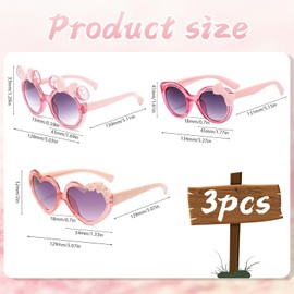 PonFxp Toddler Sunglasses, Uv Protection For Baby Sunglasses, 3 Pcs Girls Sunglasse, Lightweight Design For Kids Sun Glasses，heart Sunglasses For Children Aged 1 To 8 To Use Outdoors