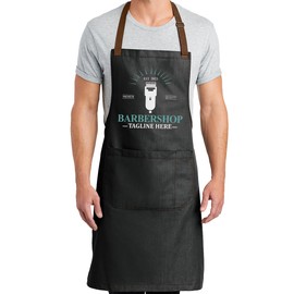 TEEAMORE Custom Barber Apron Hairdressers Men Hair Stylist Salon Two Big Pockets Grooming Aprons Barbershop DarkMidnight D4_19